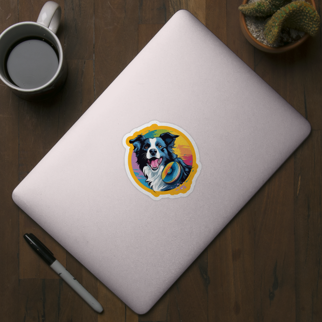 border collie playing with a frisbee by javierparra